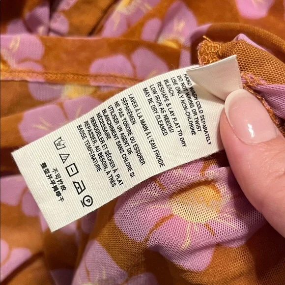 Free People Floral Button-Up Top in Pink and Orange - Picture 7 of 8